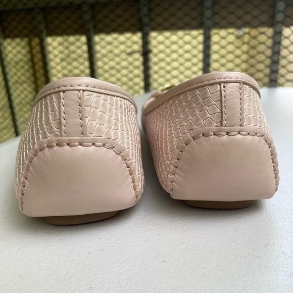 Michael Kors Fulton Pink Leather Snakeskin Ballet Flats Gold Hardware Logo - Picture 13 of 17